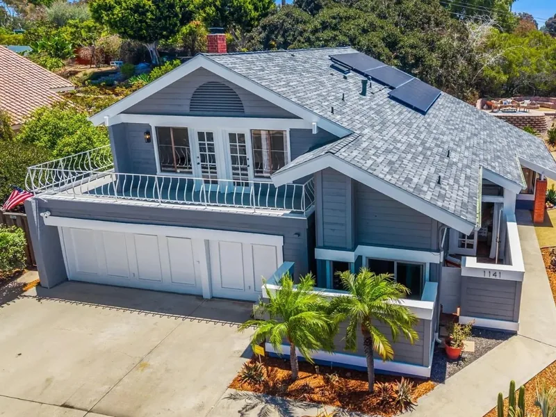 Aerial view of the home at 1141 Cerro Largo Dr in Solana Beach, CA.